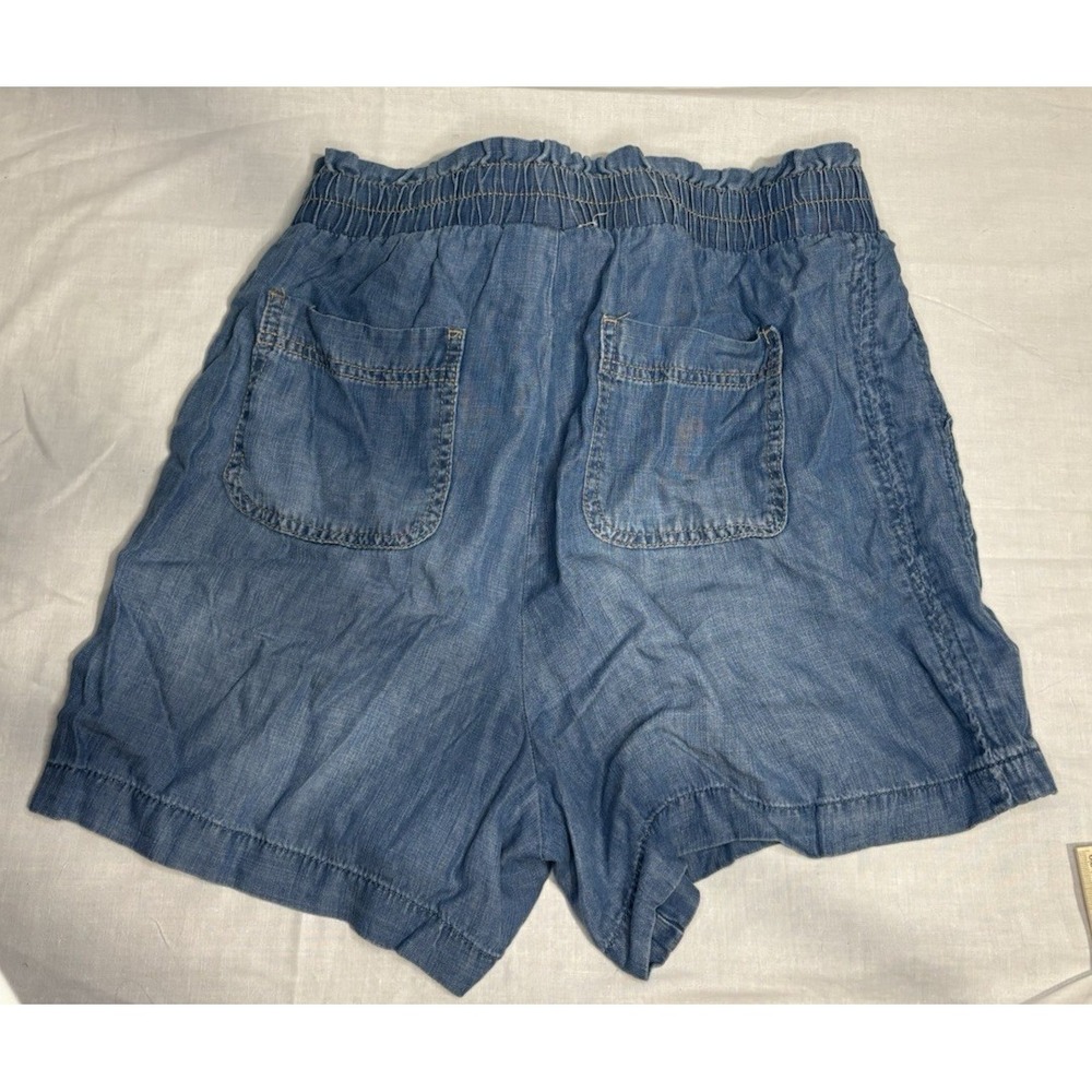 Knox Rose Women's Chambray Paperbag Shorts Size M‎ Medium Tie Waist Blue Tencel - Picture 3 of 7
